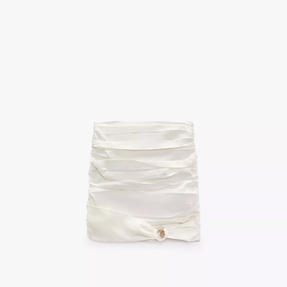 Zara Cream Bubble Mini Skirt with Ruched Style